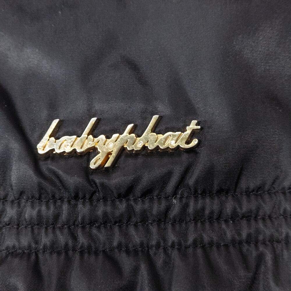Baby Phat Quilted Puffer Jacket Black Women Size L Y2K Glam Streetwear - Picture 6 of 11